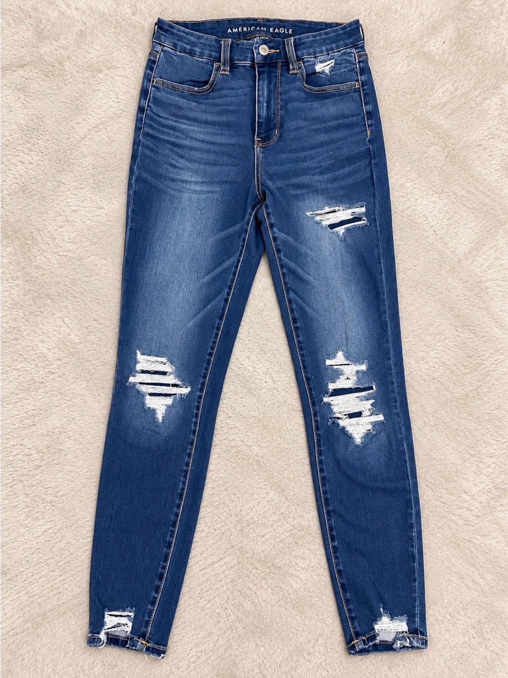 American Eagle Outfitters Blue Distressed Skinny Jeans